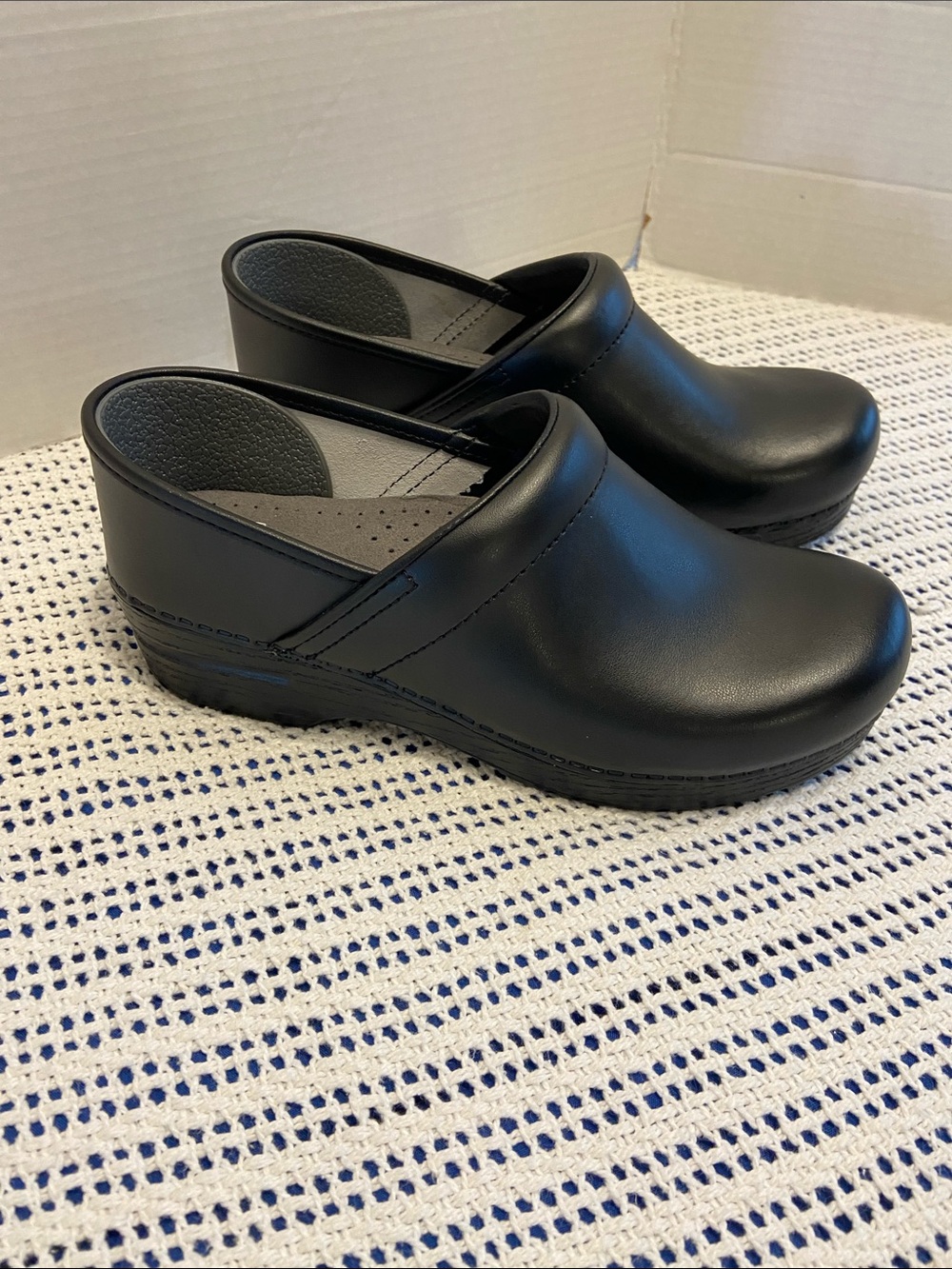 Dansko Clogs Black Leather Professional Nursing Slip On New No Tags Size 7.5 - 8